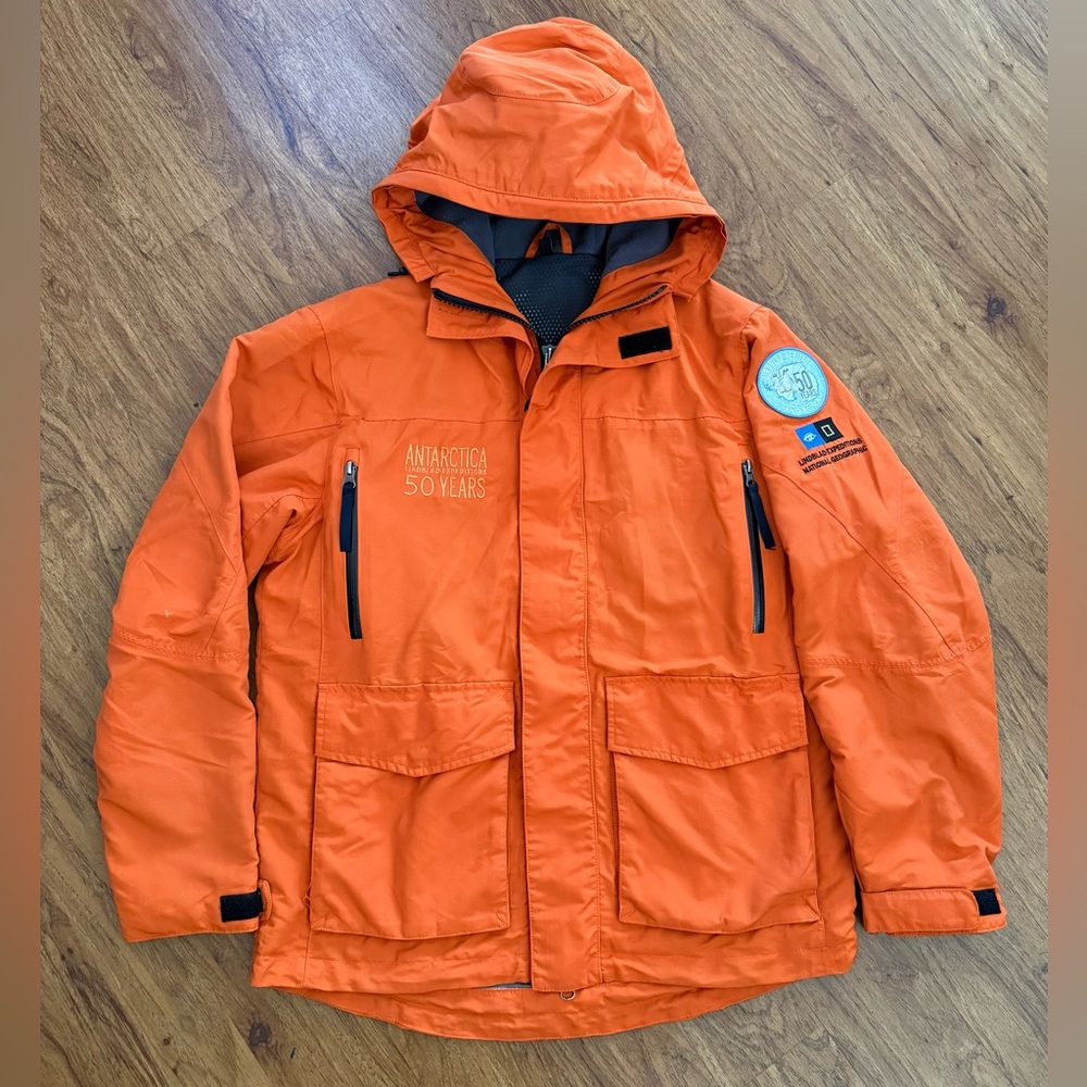 Men’s National Geographic Lindblad Expeditions Orange Hooded Jacket 50 Years XXS